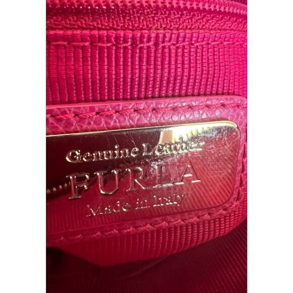 Authentic Furla Piper M Hot Pink Leather Handbag Bag Satchel Purse - Picture 10 of 12